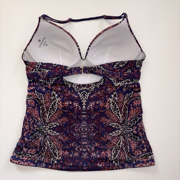 Athleta Purple Paradise Print Molded Tankini Swim Top Aqualuxe Medium UPF 50+ - Picture 6 of 12